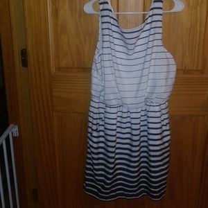 Navy and white striped dress